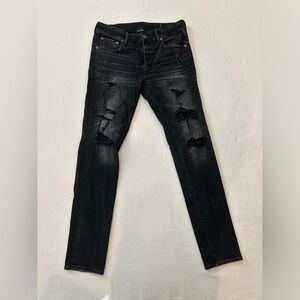 AE Men’s Airflex 360 Distressed Black Jeans Size 33x34